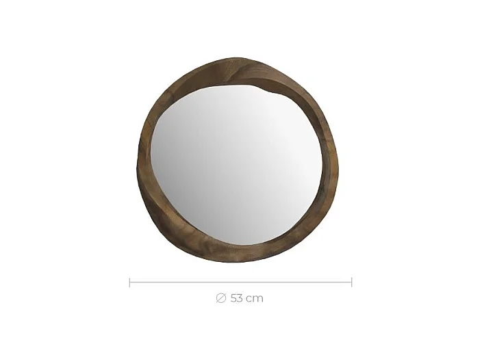 Specchio rotondo in legno di suar ondulato D53 cm - Yong