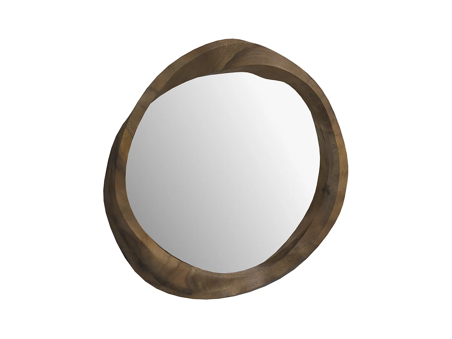 Specchio rotondo in legno di suar ondulato D53 cm - Yong