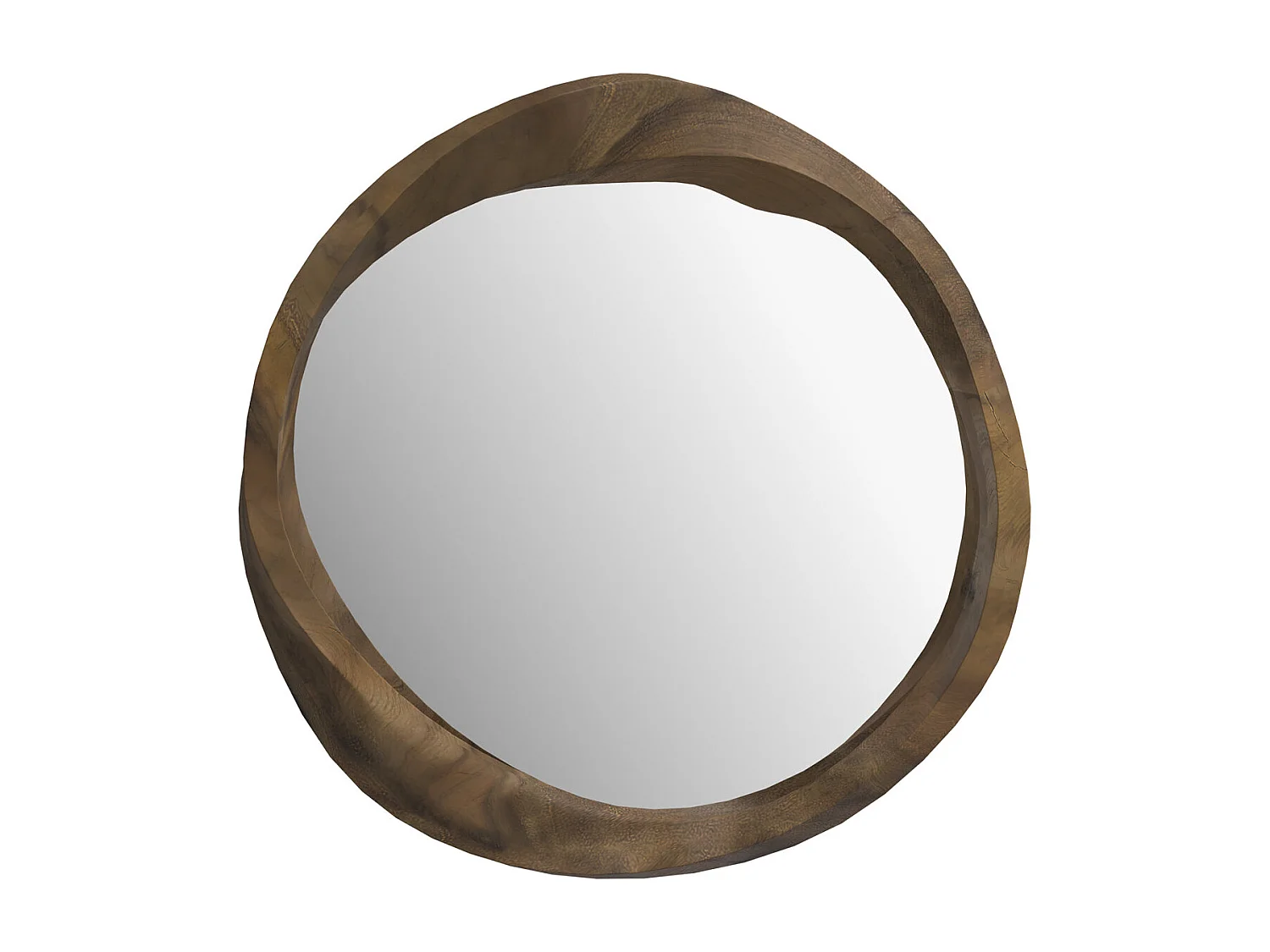 Miroir rond en bois de suar ondulé D53 cm - Yong