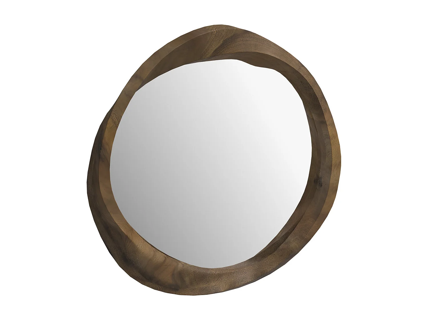 Miroir rond en bois de suar ondulé D53 cm - Yong