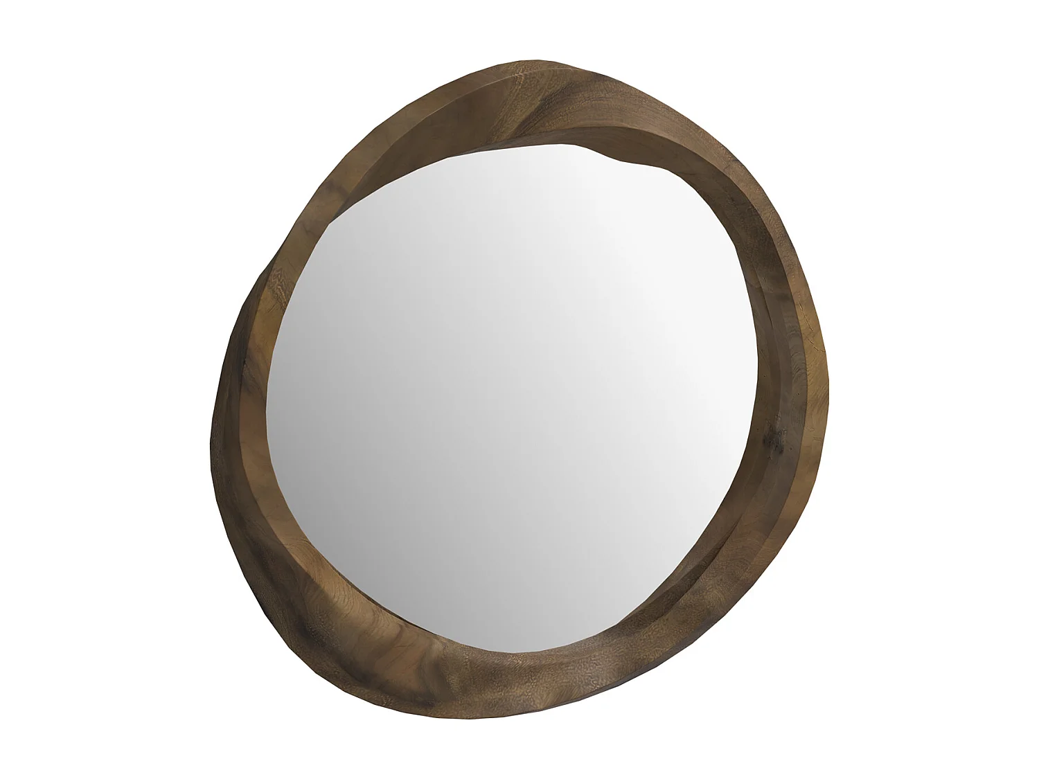 Miroir rond en bois de suar ondulé D53 cm - Yong