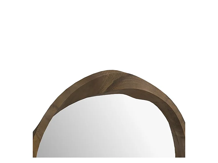 Miroir rond en bois de suar ondulé D53 cm - Yong