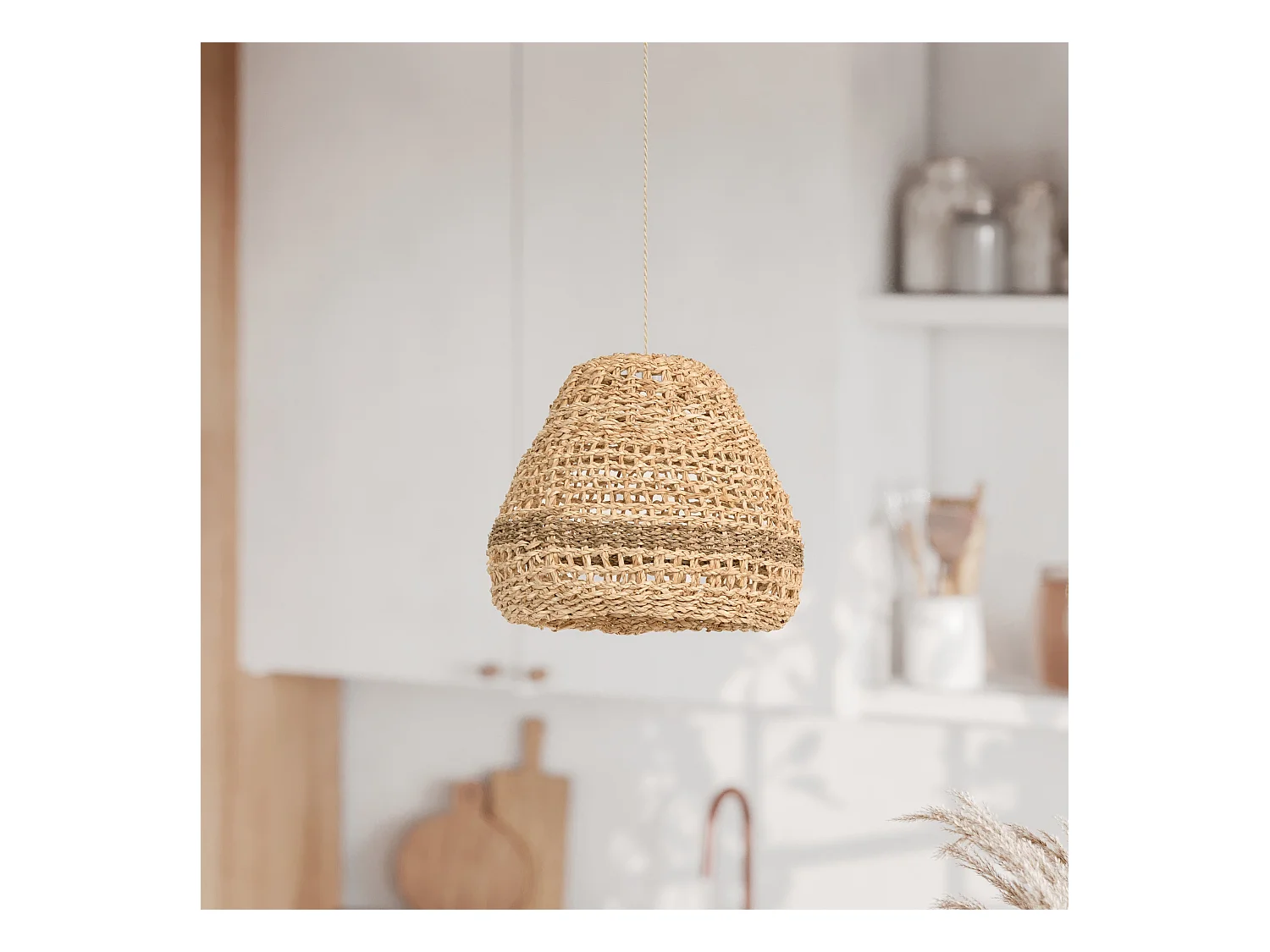 Abat-jour en feuille de palmier et posidonie ∅ 28cm - Biga