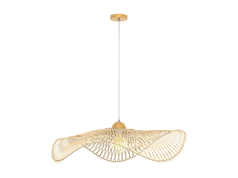 Suspension D75 cm en bambou avec fil blanc - Jipi
