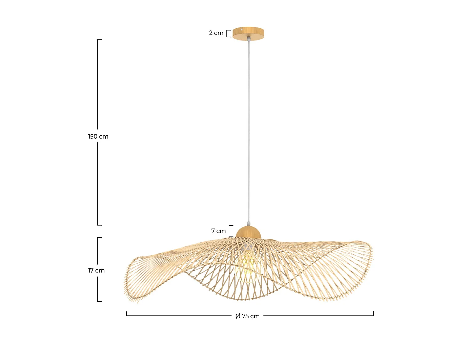 Lámpara colgante D75 cm en bambú - Jipi
