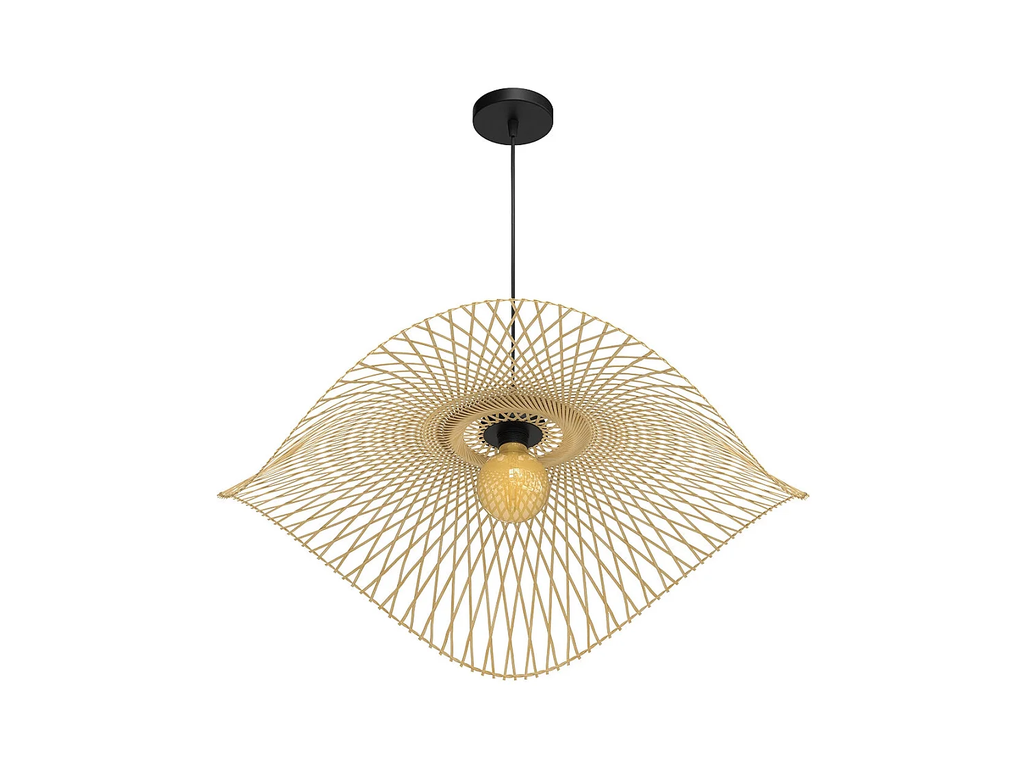 Suspension D75 cm en bambou avec fil noir - Jipi