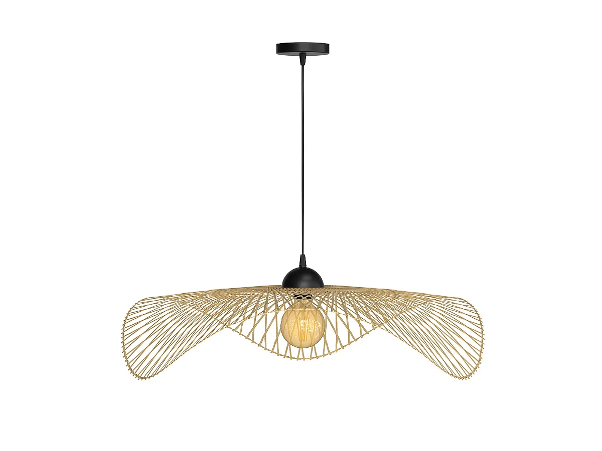 Sospensione D75 cm in bambù con filo nero - Jipi