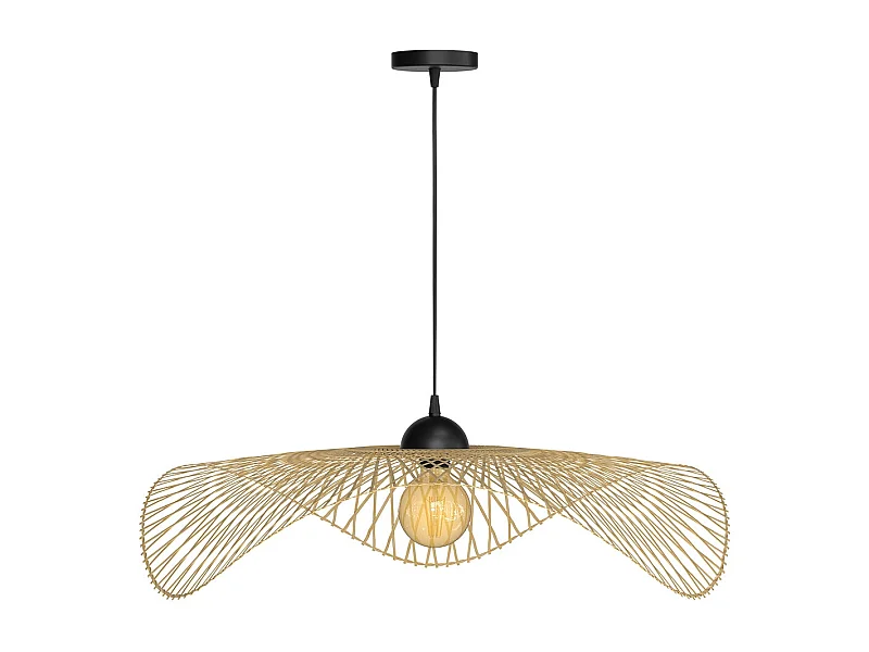 Suspension D75 cm en bambou avec fil noir - Jipi