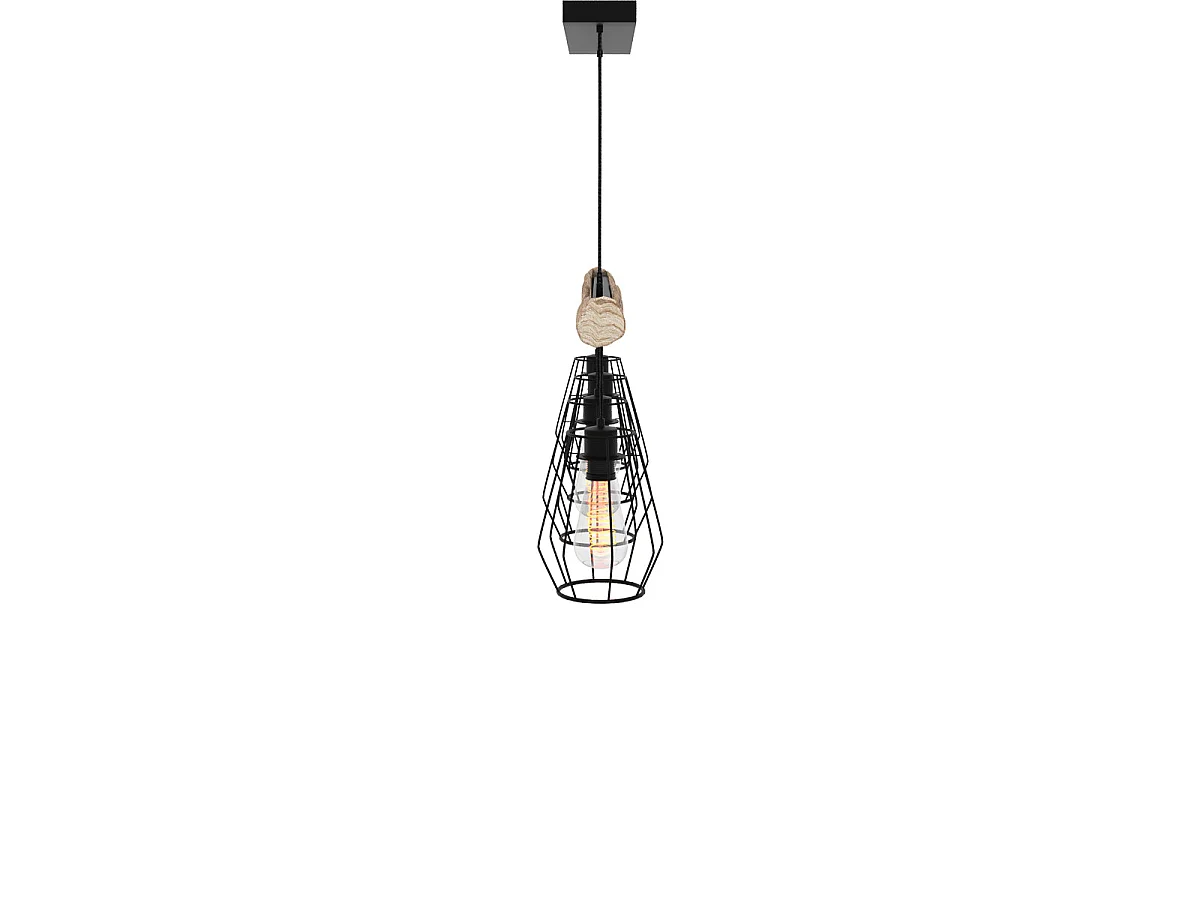 Suspension en bois et métal 4 lampes - Clotilde