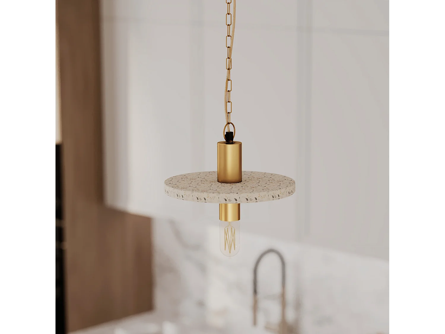 Suspension en terrazzo et métal doré - Colombe