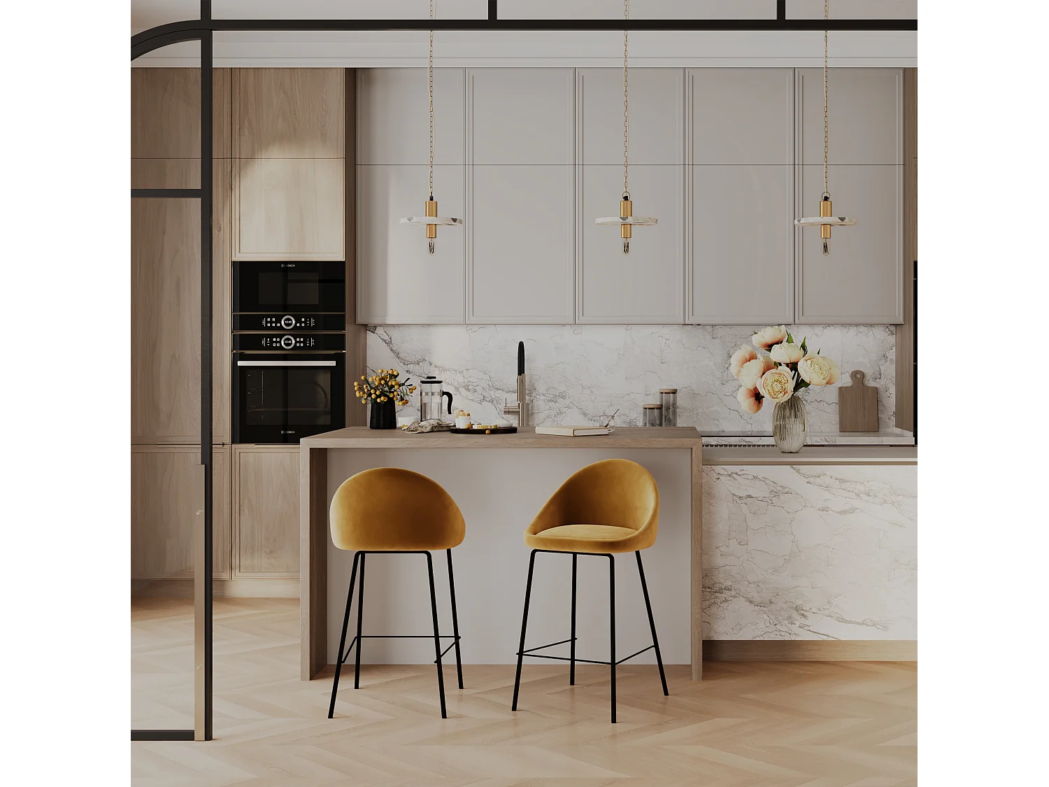 Suspension en terrazzo et métal doré - Colombe