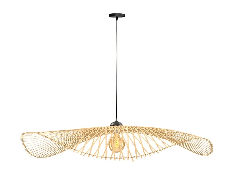 Suspension D100 cm en bambou avec fil noir - Jipi