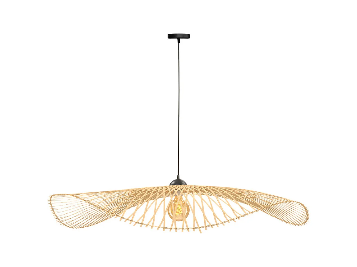 Suspension D100 cm en bambou avec fil noir - Jipi