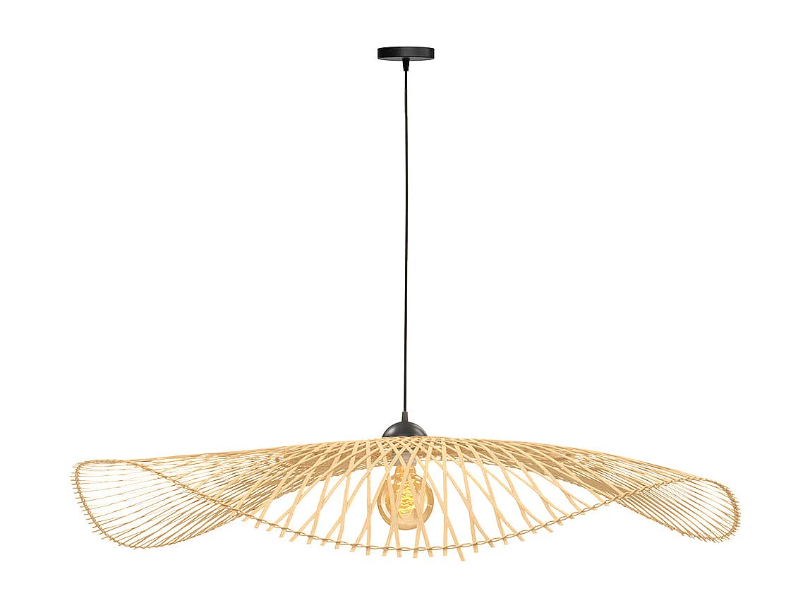 Sospensione D100 cm in bambù con filo nero - Jipi