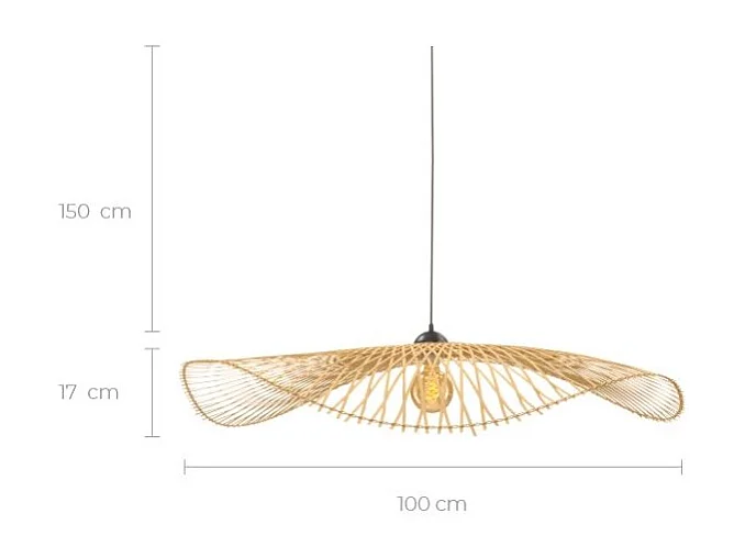 Sospensione D100 cm in bambù con filo nero - Jipi