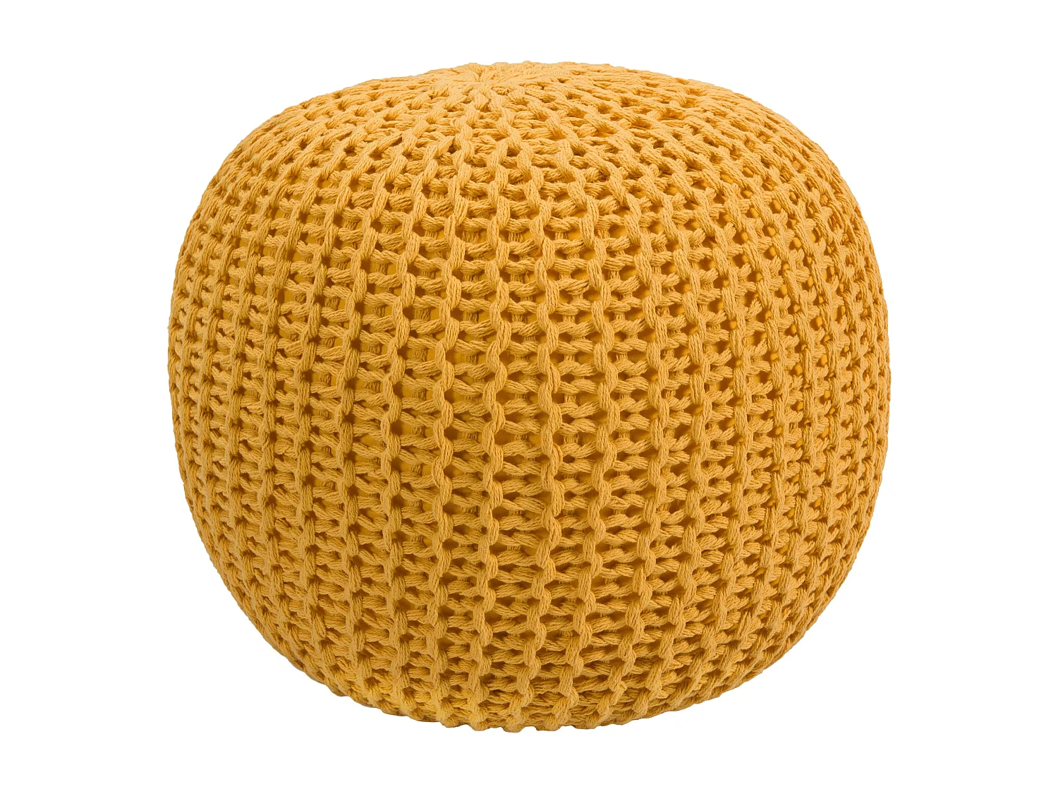 Pouf rotondo in maglia di cotone giallo senape D40 cm - Elisa