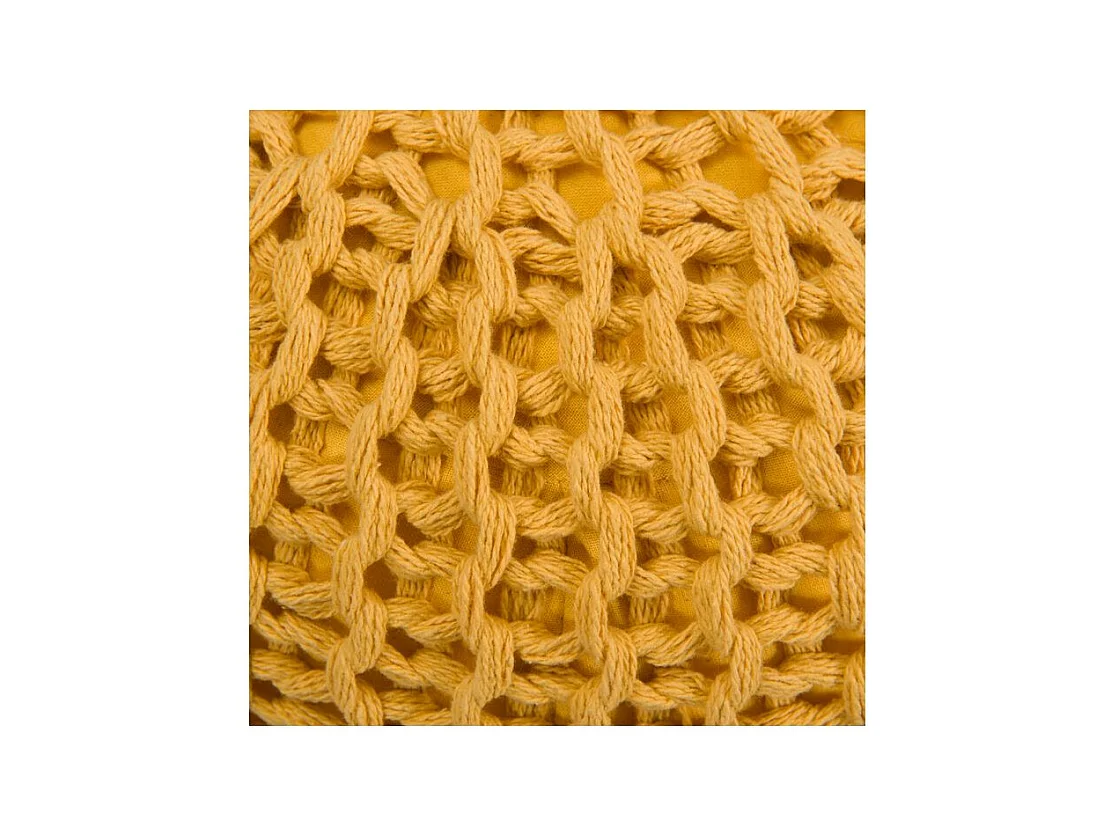 Pouf rotondo in maglia di cotone giallo senape D40 cm - Elisa