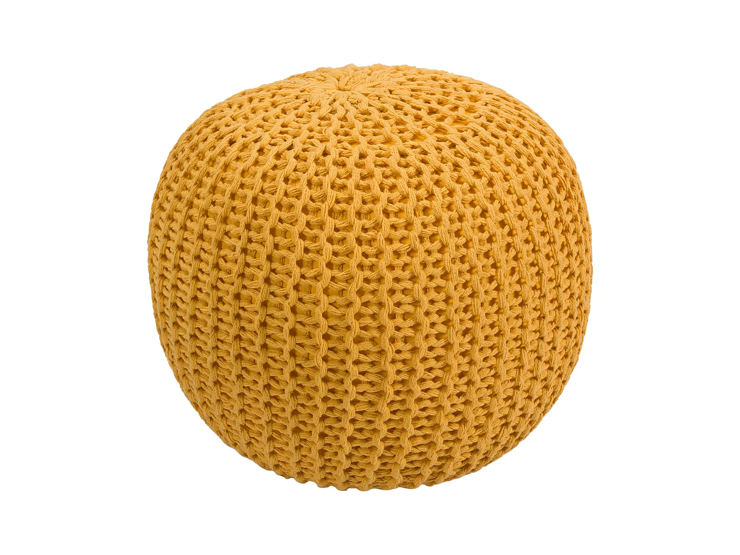 Pouf rotondo in maglia di cotone giallo senape D40 cm - Elisa