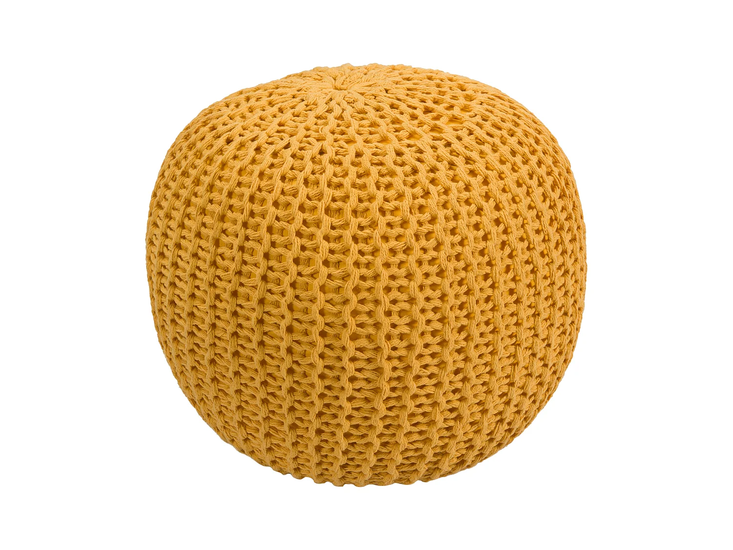 Pouf rotondo in maglia di cotone giallo senape D40 cm - Elisa
