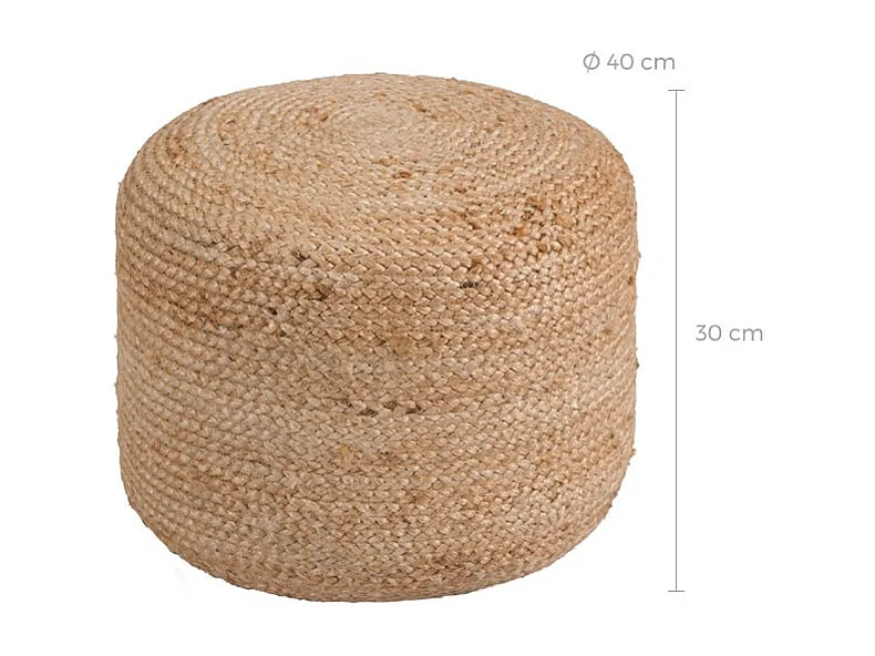 Pouf rotondo in iuta beige D40 cm - Katy
