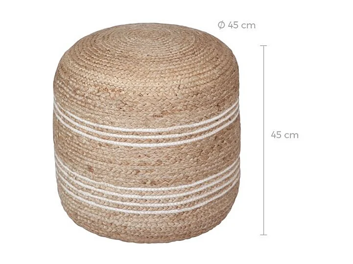 Pouf rond en jute D45 cm - Roanne