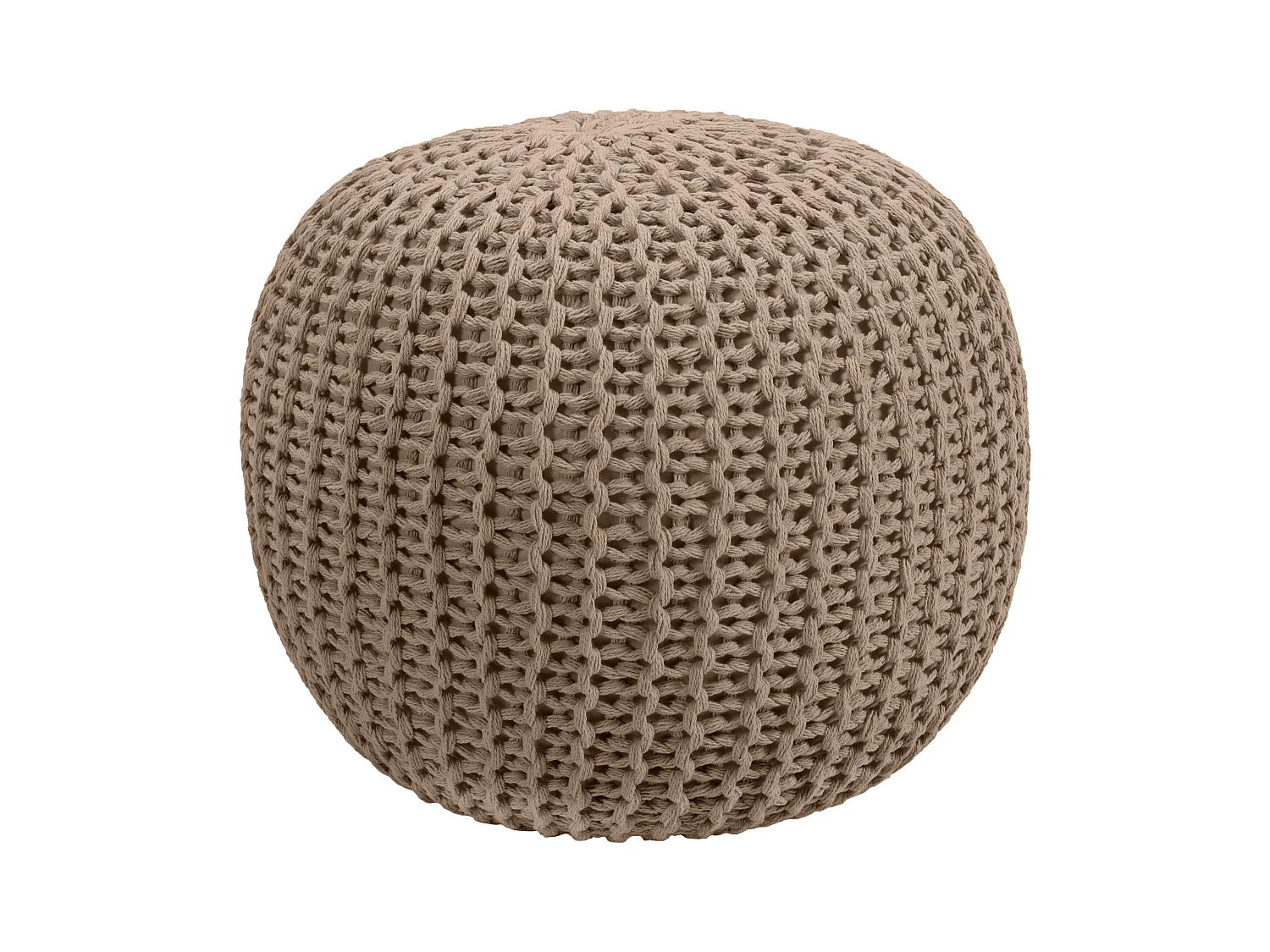 Pouf tricot rond en coton taupe D40 cm - Elisa