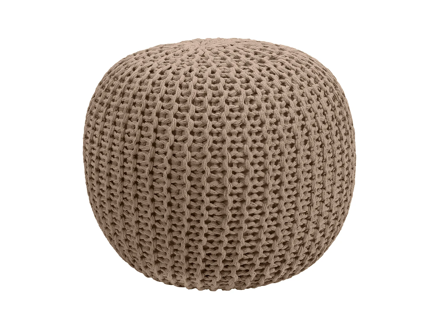 Pouf tricot rond en coton taupe D40 cm - Elisa