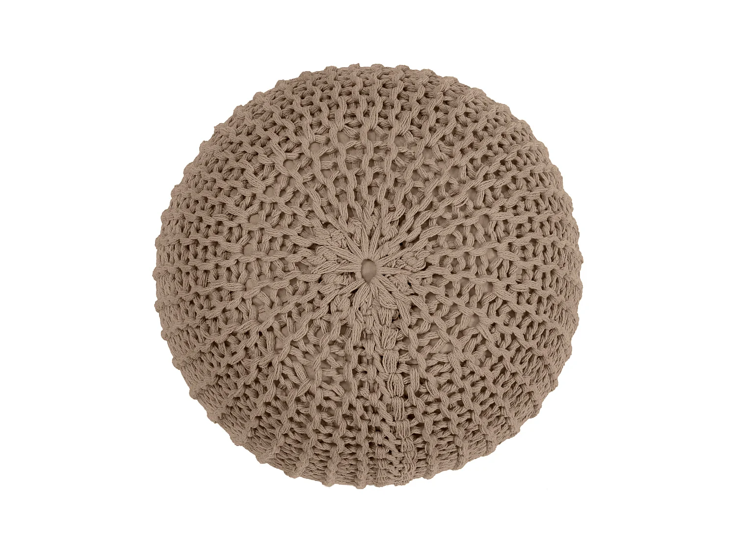 Pouf rotondo in maglia di cotone tortora D40 cm - Elisa