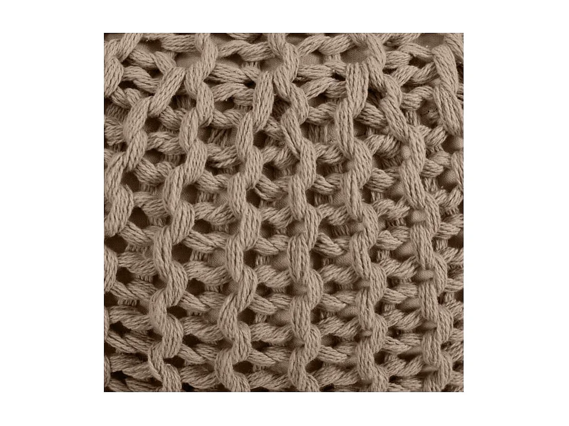 Pouf tricot rond en coton taupe D40 cm - Elisa