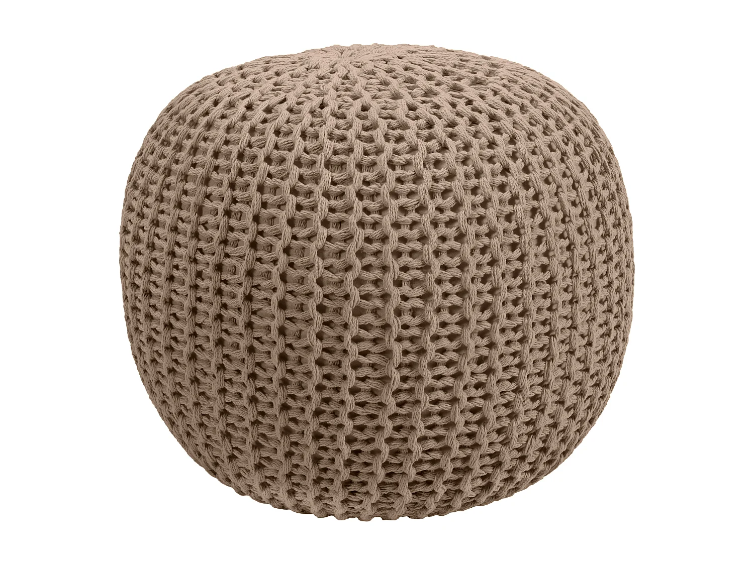 Pouf tricot rond en coton taupe D40 cm - Elisa