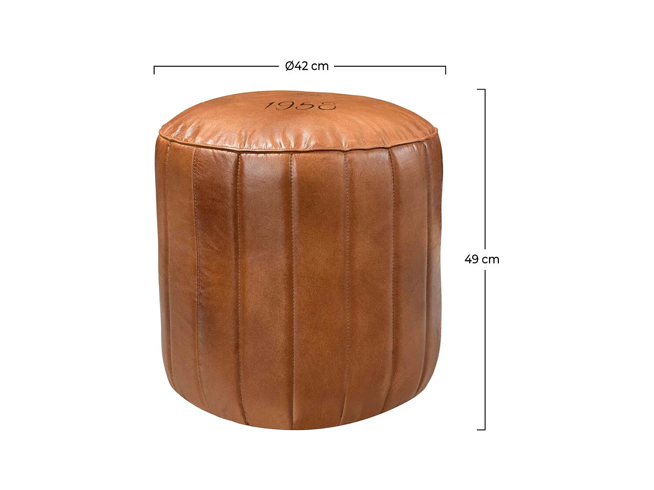 Pouf rotondo in pelle marrone D42 cm - Bally