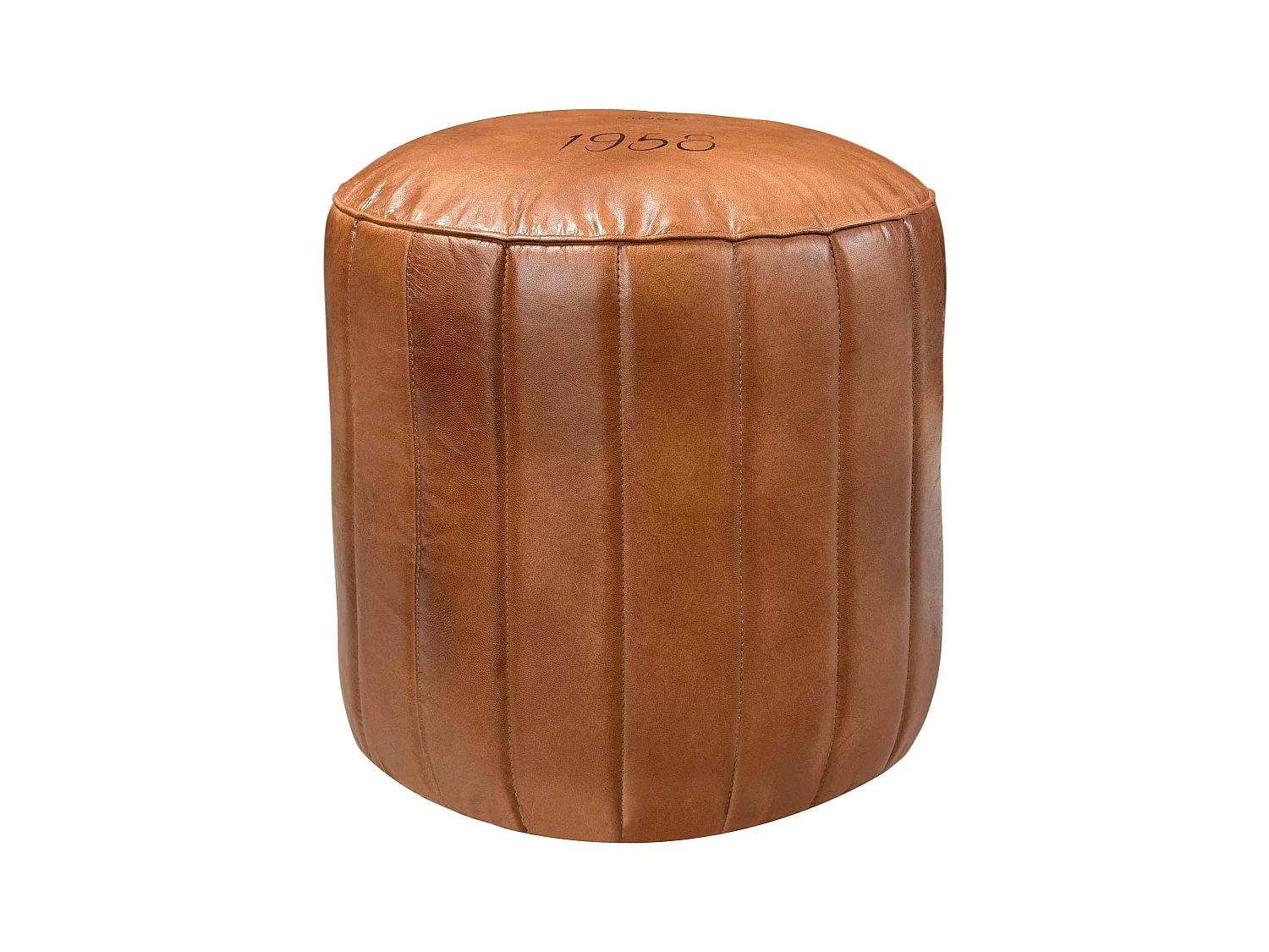 Pouf rotondo in pelle marrone D42 cm - Bally