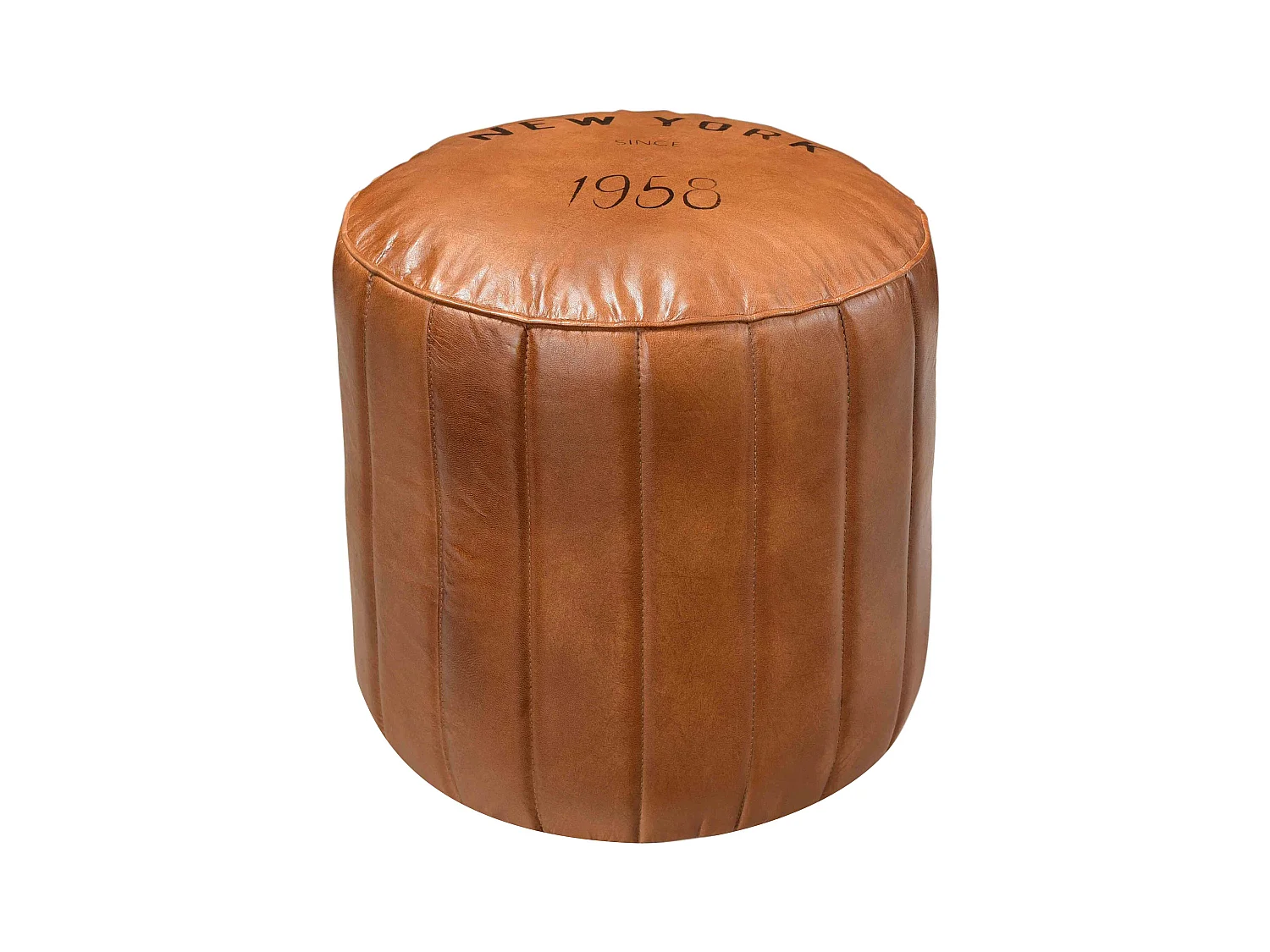 Pouf rond en cuir marron D42 cm - Bally