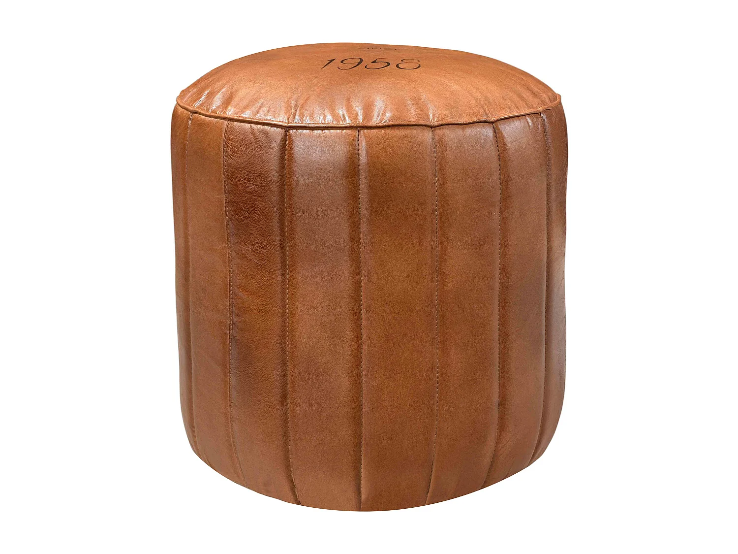 Puff redondo de cuero marrón D42 cm - Bally