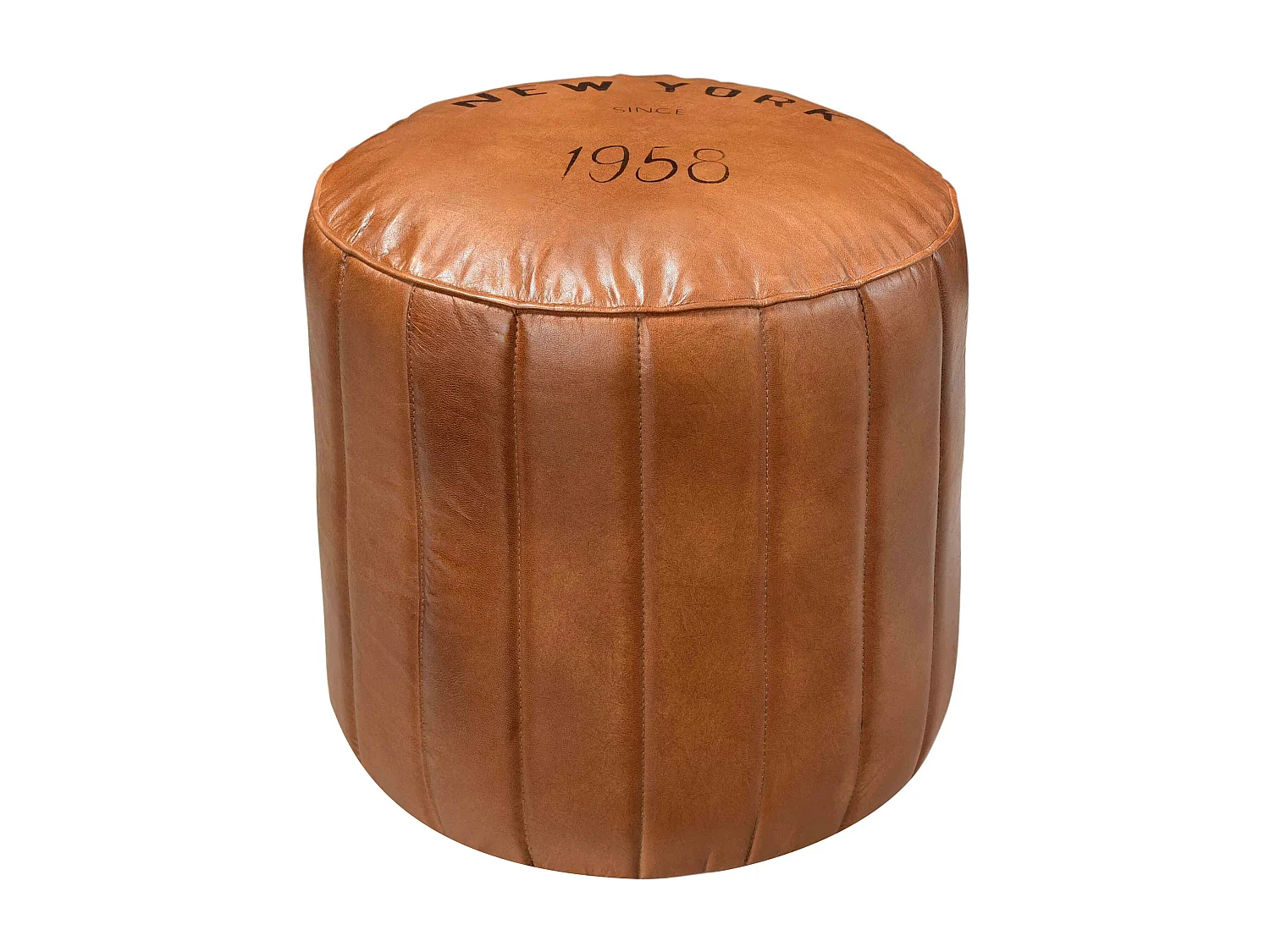 Pouf rond en cuir marron D42 cm - Bally