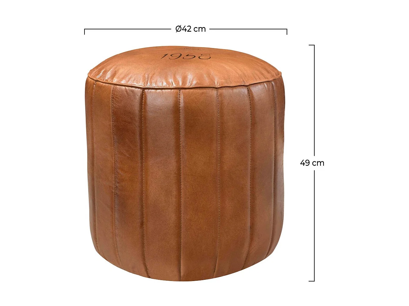Pouf rond en cuir marron D42 cm - Bally