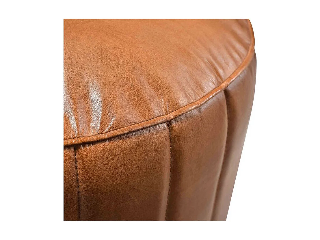 Pouf rond en cuir marron D42 cm - Bally