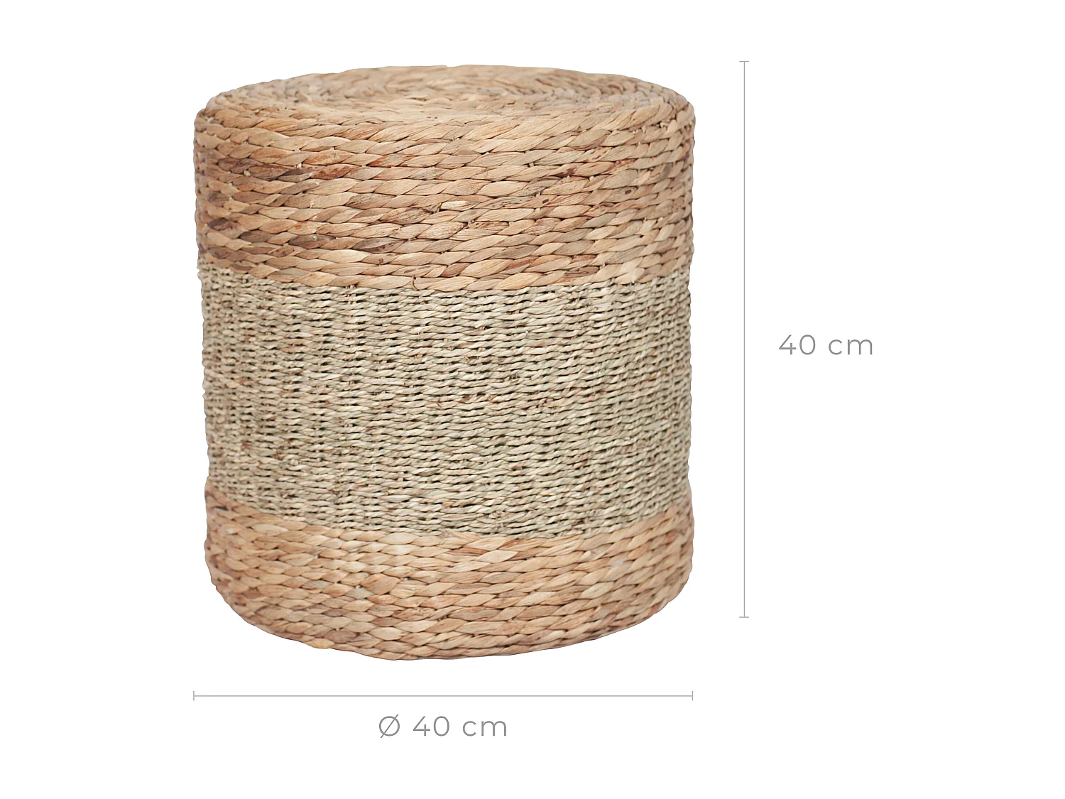 Pouf rond en fibre naturelle D40 cm - Nelson