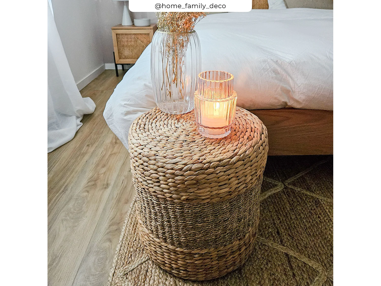 Pouf rond en fibre naturelle D40 cm - Nelson