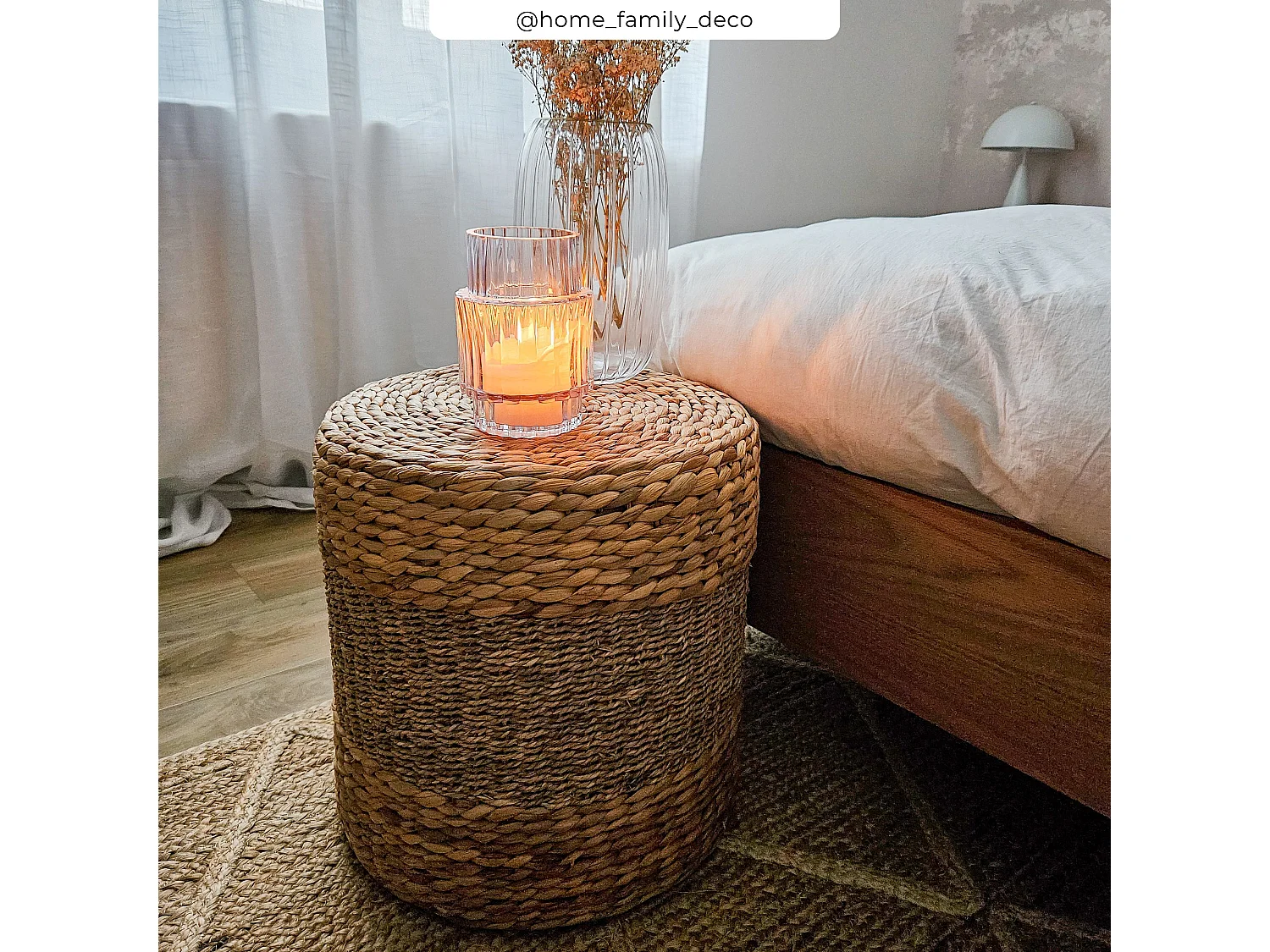 Pouf rond en fibre naturelle D40 cm - Nelson