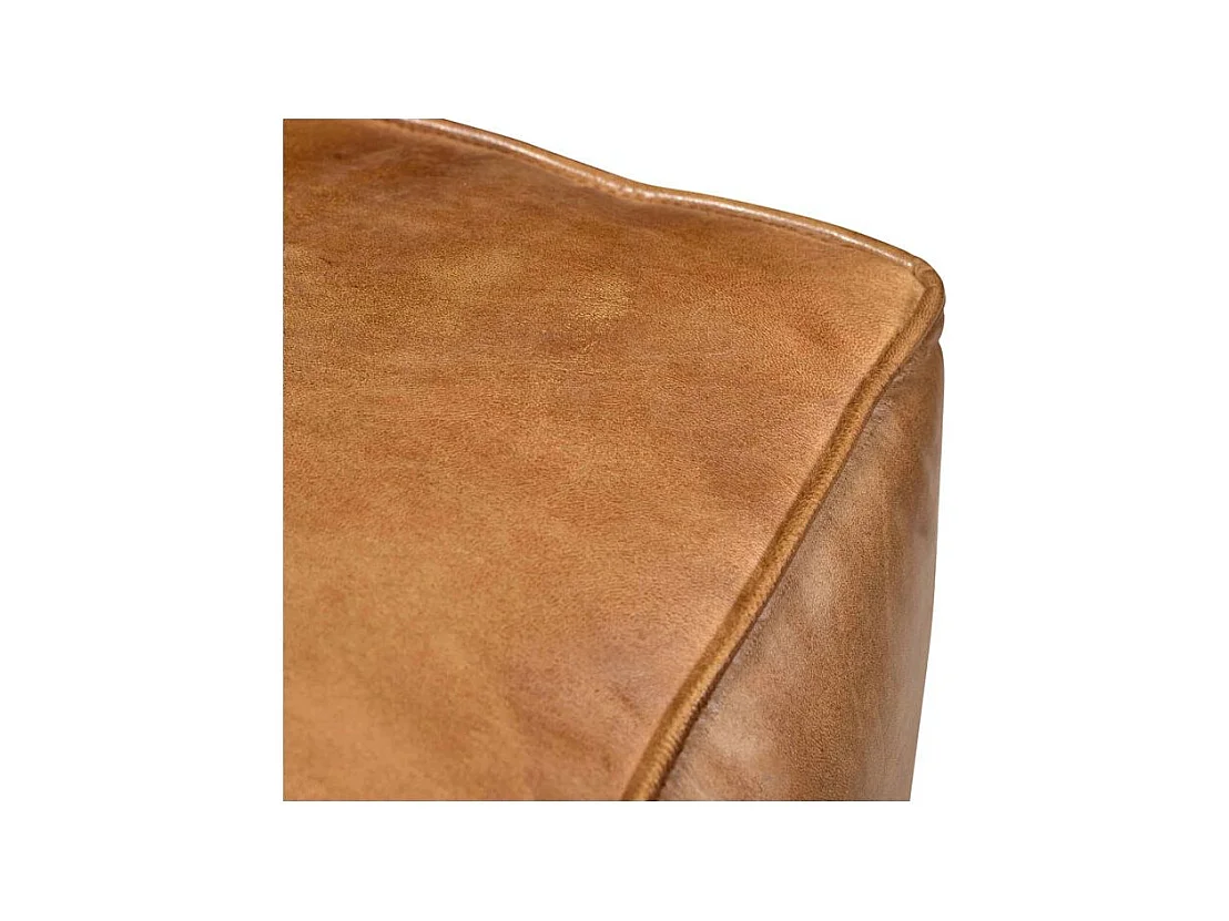 Pouf carré en cuir marron 40 cm - Arrah