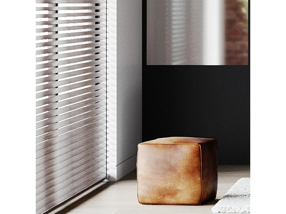 Pouf carré en cuir marron 40 cm - Arrah