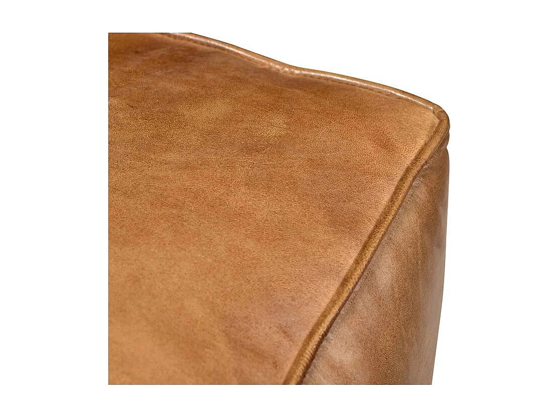 Pouf carré en cuir marron 40 cm - Arrah
