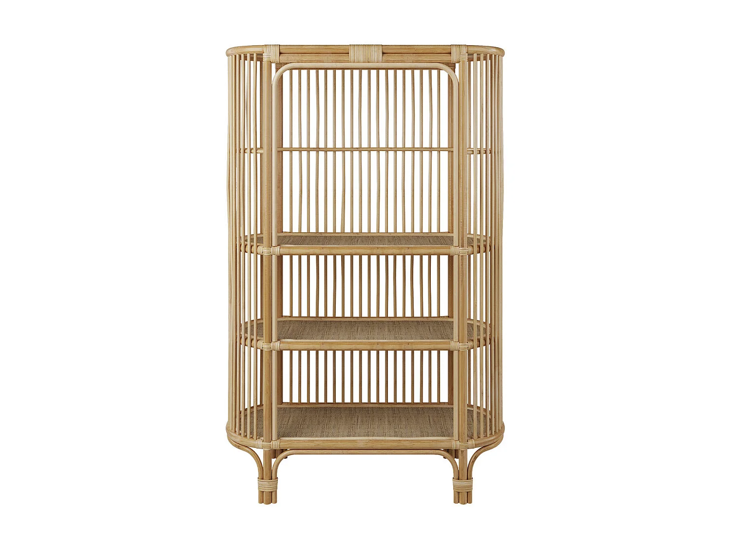 Librería de ratán natural con estantes - Marthe