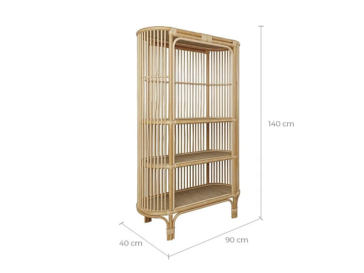 Librería de ratán natural con estantes - Marthe