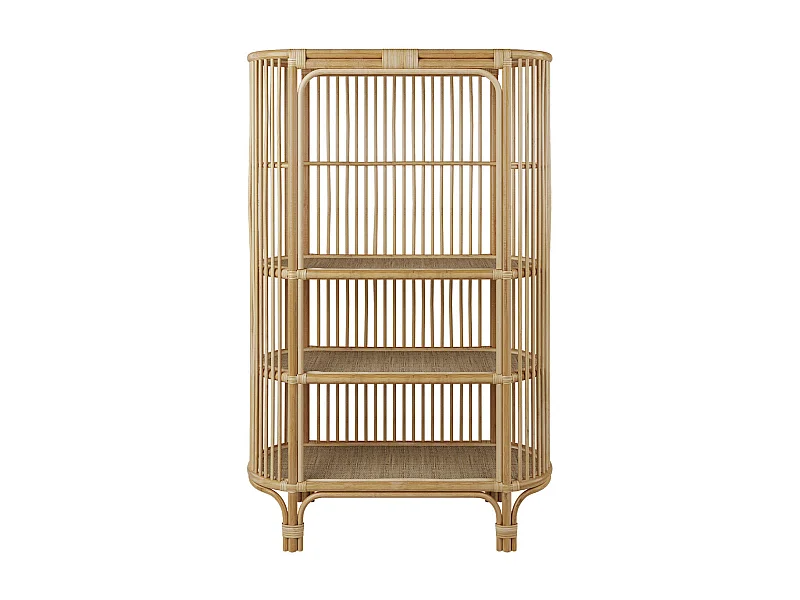 Bibliothèque en rotin naturel avec étagères - Marthe