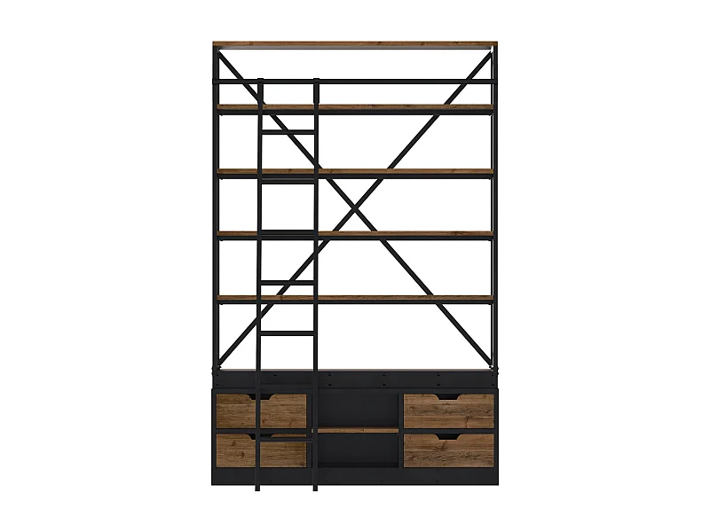 Libreria con scala a 4 cassetti in legno e metallo 160 cm - Kasi