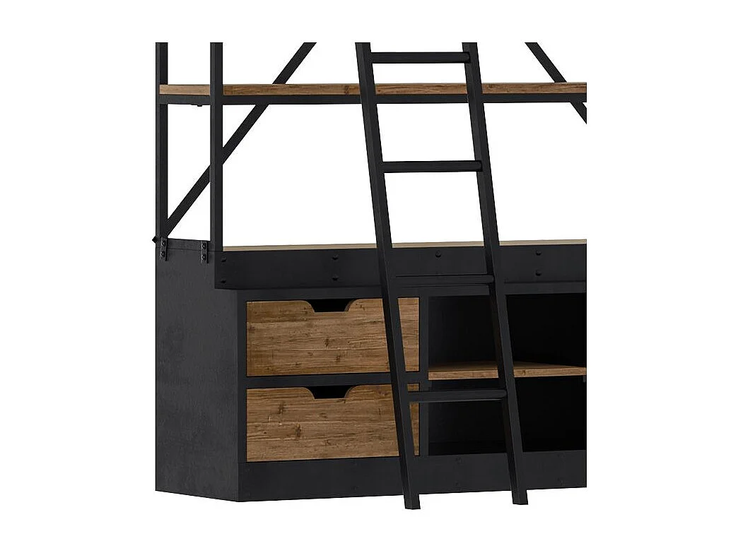 Libreria con scala a 4 cassetti in legno e metallo 160 cm - Kasi