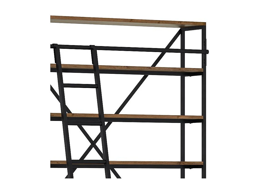 Libreria con scala a 4 cassetti in legno e metallo 160 cm - Kasi