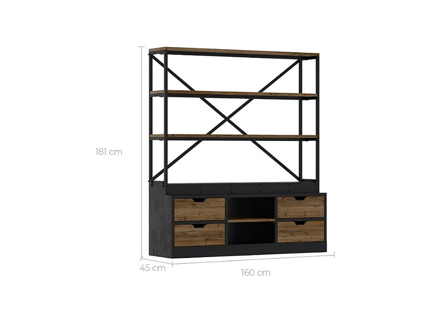 Libreria in legno e metallo 160 cm - Goa